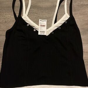 Black Ribbed Snap-Front Cami Tank Top - Tillys